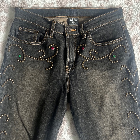 Anna Sui Denim - Anna Sui Studded Embellished Bootcut Jeans